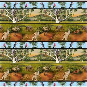 Australia Wildlife Valley Stripe, 110cm Wide Cotton Fabric 8107/03