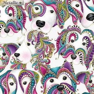 Dog On It, Let's Face It Lt-Grey Multi 112cm Wide Cotton Fabric 9050/5313
