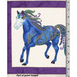 Horsen Around 9099/5009 PANEL Multi On White Cotton Fabric, per Panel