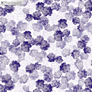 Violet Twilight, Pearly Blooms White, 112cm Wide Cotton Fabric 9105/2009
