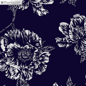 Violet Twilight, Pearl Shadow Flowers Navy 112cm Wide Cotton Fabric 9105/2255