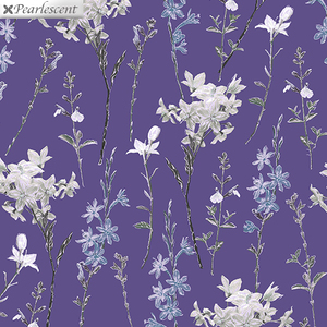 Violet Twilight, Shimmery Wild Flowers Purple 112cm Wide Cotton Fabric 9105/2466