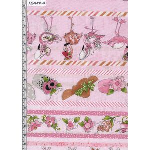 Flamingo Fancy, Flam Borders Pink, 112cm Wide Cotton Fabric 9123/332