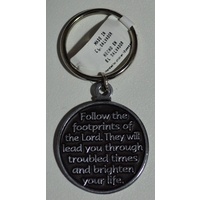 Footprints KeyRing, Metal Token With Message, Beautiful Item, 37mm Diameter