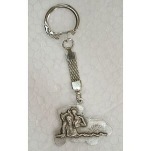 KeyRing Double Sided St Christopher, Auto 37 x 25mm Medallion 80mm Overall