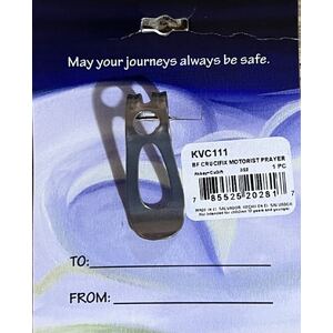 Crucifix Motorist Prayer Pewter Visor Clip, 30mm x 55mm. KVC111