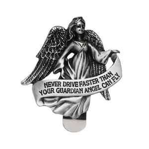 Never Drive Faster Than Your Angel Can Fly Pewter Visor Clip, 53mm x 50mm KVC153