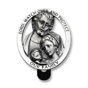 Holy Family Pewter Visor Clip, 50mm x 59mm. KVC169