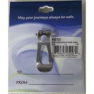 ST CHRISTOPHER Visor Clip, Enameled Metal, 44mm Diameter, Gift Card 100 x 75mm