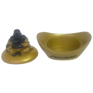 Abundance Buddha Statuette With Compartment, 90mm High x 120mm Long