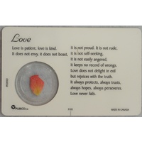 LOVE, Inspirational Card & Heart Charm, 54mm x 85mm, Inspirational Gift, Card Made in Canada