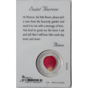 ST THERESE, Window Prayer Card & Charm, 54mm x 85mm, Inspirational, PRAYER