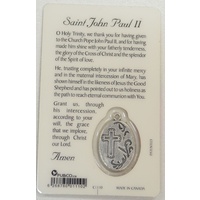 ST JOHN PAUL II, Window Prayer Card & Charm, 54 x 85mm, Inspirational Card