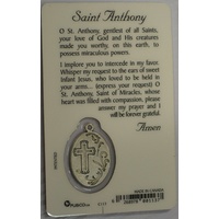 ST ANTHONY, Window Prayer Card & Charm, 54mm x 85mm, Inspirational Card