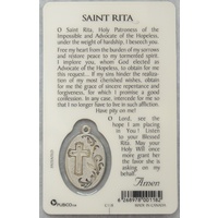 ST RITA, Window Prayer Card & Charm, 54mm x 85mm, Inspirational Card