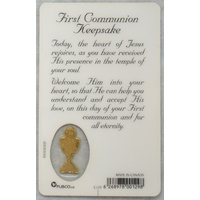 1st COMMUNION GIRL, Window Devotional Card & Charm, 54mm x 85mm, Inspirational Card