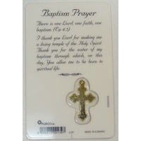 BAPTISM Inspirational Card & Cross, 54 x 85mm, Inspirational Gift, Prayer Card 