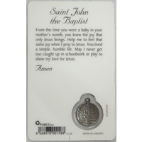 SAINT JOHN THE BAPTIST, Window Prayer Card & Charm, 54 x 85mm, Inspirational Card