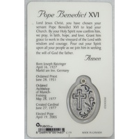 POPE BENEDICT XVI, Window Prayer Card & Charm, 54 x 85mm, Inspirational Card