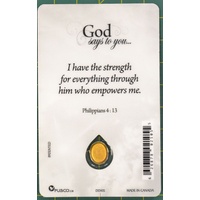 I FEEL INCAPABLE, Inspirational Card & Droplet Charm, 54mm x 85mm Laminated