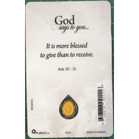 I FEEL SELFISH, Inspirational Card & Droplet Charm, 54mm x 85mm Laminated