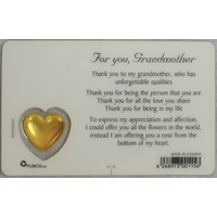 FOR YOU, GRANDMOTHER, Inspirational Card & Charm, 54mm x 85mm, Inspirational Gift