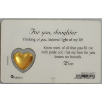 FOR YOU, DAUGHTER, Inspirational Card & Charm, 54mm x 85mm, Inspirational Gift