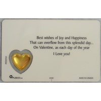 VALENTINE'S DAY, Inspirational Card & Heart Charm, 54mm x 85mm, Inspirational Gift, Card Made in Canada.