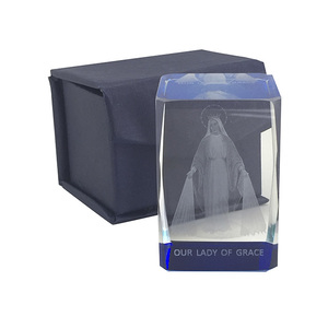 Laser Crystal Block, MIRACULOUS Image, Ornate Block. 40mm Sq. x 60mm
