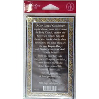 Our Lady Guadalupe Pewter Medal, 19 x 13mm Oval, Stainless Steel Chain & Biography