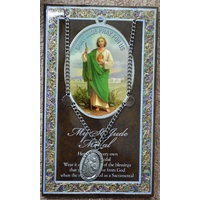 Pewter Saint JUDE Medal, 16mm Diameter, 60cm Stainless Steel Chain & Biography