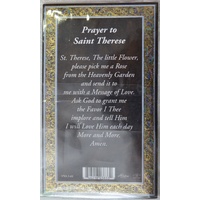 Pewter Saint Therese Medal, 17 x 24mm Oval Pendant, Stainless Steel Chain & Biography