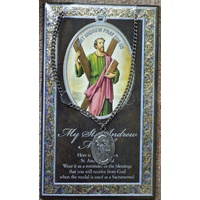 Pewter Saint ANDREW Medal, 16mm Diameter, 60cm Stainless Steel Chain & Biography