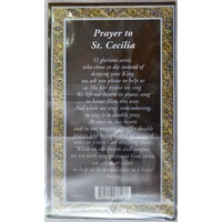 Pewter Saint Cecilia Medal, 17 x 24mm Oval Pendant, Stainless Steel Chain & Biography