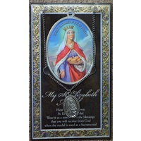 Pewter Saint ELIZABETH Medal, 16mm Diameter, 60cm Stainless Steel Chain & Biography