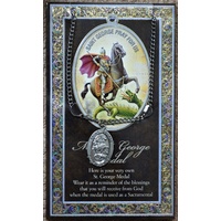 Pewter Saint George Medal Pendant, 15 x 24mm Oval, Stainless Steel Chain & Biography