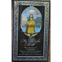 Pewter Saint JULIA Medal, 16mm Diameter, 60cm Stainless Steel Chain & Biography