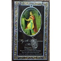 Pewter Saint PHILOMENA Medal, 16mm Diameter, 60cm Stainless Steel Chain & Biography