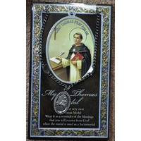 Pewter Saint Thomas Medal Pendant, 15 x 24mm Oval, Stainless Steel Chain & Biography