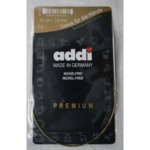 Addi Circular Knitting Needle 30cm x 3.00mm White Brass Tips, Gold Cords
