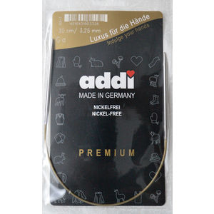 Addi Circular Knitting Needle 30cm x 3.25mm White Brass Tips, Gold Cords