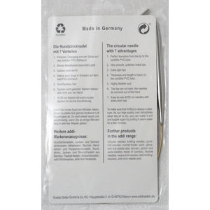 Addi Circular Knitting Needle 40cm x 5.00mm White Brass Tips, Gold Cords