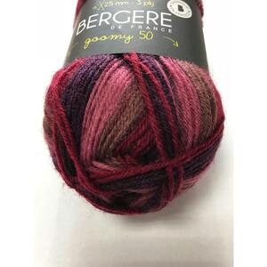 Bergere Goomy 50 Yarn, 75% Wool 25% Polyamide, 50g Ball, Imprim Cassis