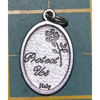 HOLY FAMILY Medal Pendant, SILVER TONE, 22mm X 15mm, MADE IN ITALY 