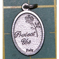 GUARDIAN ANGEL Medal Pendant, SILVER TONE, 22mm X 15mm, MADE IN ITALY