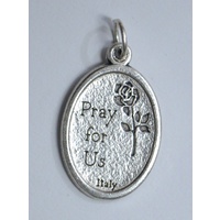 SAINT THERESA Medal Pendant, SILVER TONE, 22mm X 15mm, MADE IN ITALY