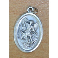 SAINT MICHAEL Medal Pendant, SILVER TONE, 22mm X 15mm, MADE IN ITALY