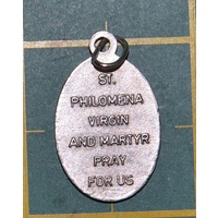 SAINT PHILOMENIA VIRGIN AND MARTYR Medal Pendant, SILVER TONE, 22mm X 15mm