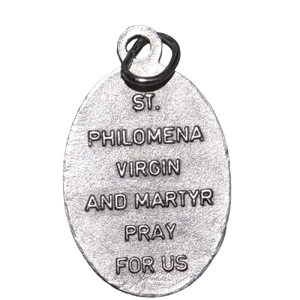 SAINT PHILOMENIA VIRGIN AND MARTYR Medal Pendant, SILVER TONE, 22mm X 15mm