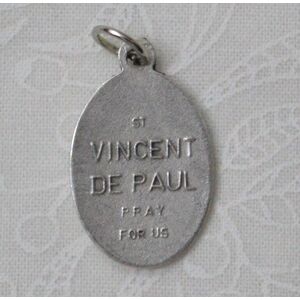 SAINT VINCENT DE PAUL Medal Pendant, SILVER TONE, 22mm x 15mm, MADE IN ITALY